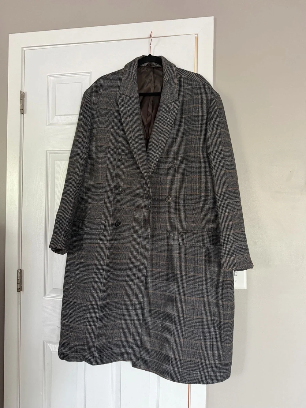 Banana Republic Heritage Collection Wool Blend Plaid Long Coat Mens Jacket